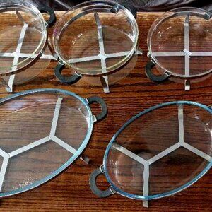 Set of 9 Vintage Bodum Chambord Server Set; Borosilicate Glass/Chrome Baskets